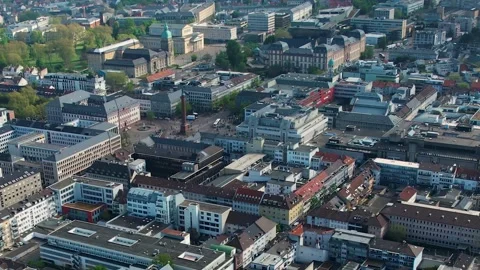 Aerial view of the old town around the city Darmstadt Stock Footage 307353264
