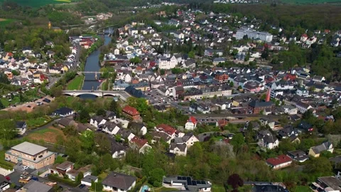 Aerial view of the old town around the city Diez 库存影片 307355648