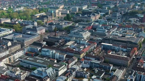 Aerial view of the old town around the city Darmstadt Stockbeeldmateriaal 307358940