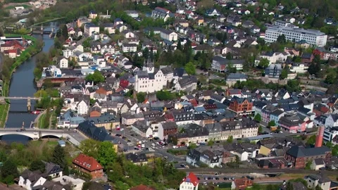 Aerial view of the old town around the city Diez Vídeo Stock 307359111