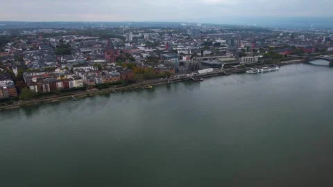 Aerial View Of The Old Town Around The City Mainz in Germany Видео 339094531