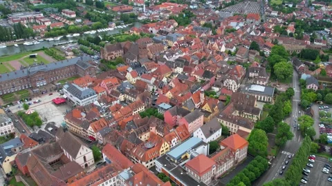 Aerial View Of The Old Town Around The City Saverne  In France Vidéo 339095594