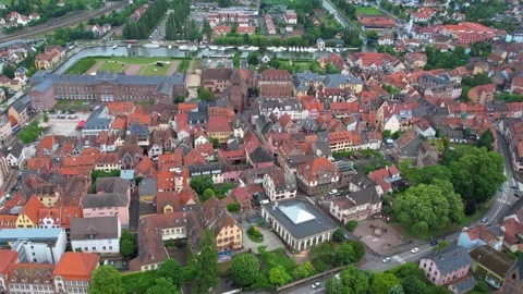 Aerial View Of The Old Town Around The City Saverne  In France Vidéo 339096037