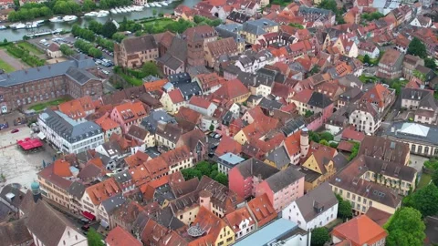 Aerial View Of The Old Town Around The City Saverne  In France 库存影片 339096042