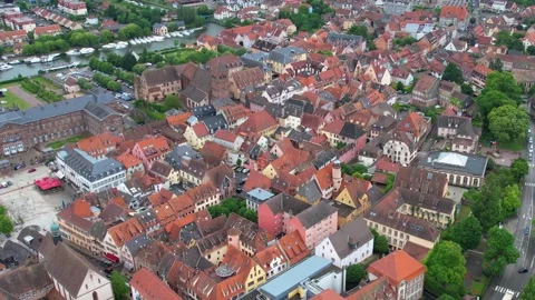 Aerial View Of The Old Town Around The City Saverne  In France Stock Footage 339096043