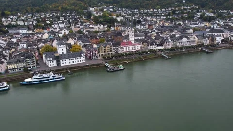Aerial View Of The Old Town Around The City Boppard Germany Vídeos de archivo 339096097