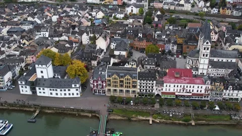 Aerial View Of The Old Town Around The City Boppard Germany Stock Footage 339096099
