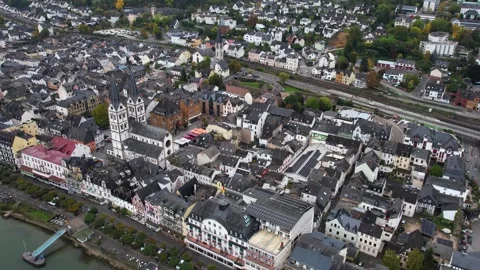 Aerial View Of The Old Town Around The City Boppard Germany Vídeos de archivo 339096153