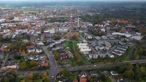 Aerial View Of The Old Town Around The City Cloppenburg In Germany Видео 339096378