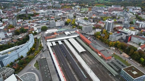 Aerial View Of The Old Town Around The City Kassel In Germany Vidéo 339096552