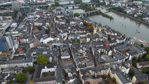 Aerial View Of The Old Town Around The City Koblenz In Germany Vídeos de archivo 339096701