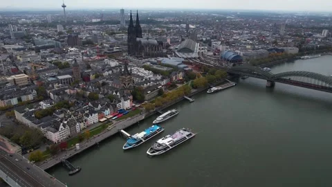 Aerial View Of The Old Town Around The City Cologne In Germany 库存影片 339096879