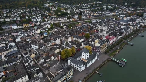Aerial View Of The Old Town Around The City Boppard Germany Stock Footage 339097216