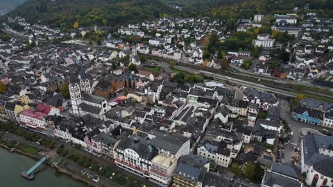 Aerial View Of The Old Town Around The City Boppard Germany Видео 339098879