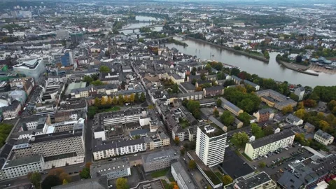 Aerial View Of The Old Town Around The City Koblenz In Germany Stockbeeldmateriaal 339099357