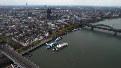 Aerial View Of The Old Town Around The City Cologne In Germany Stock Footage 339099512
