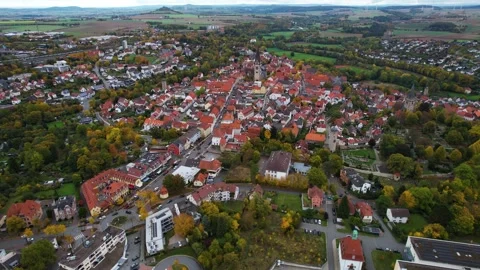 Aerial View Of The Old Town Around The City Warburg In Germany 库存影片 339100256
