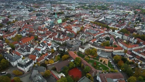 Aerial View Of The Old Town Around The City Bielefeld  In Germany 库存影片 339100356
