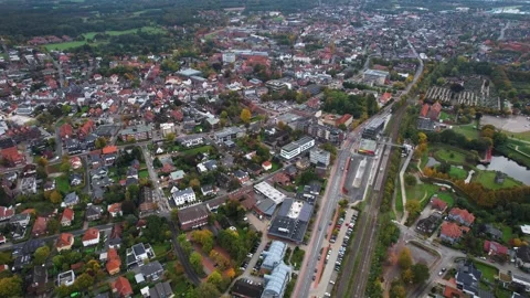 Aerial View Of The Old Town Around The City  Vechta In Germany 库存影片 339100357