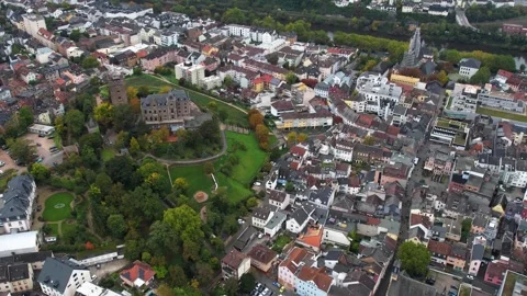 Aerial View Of The Old Town Around The City Bingen In Germany  Vídeo Stock 339100919