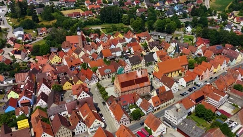 Aerial View Of The Old Town Around The City Heideck In Germany Видео 339101019