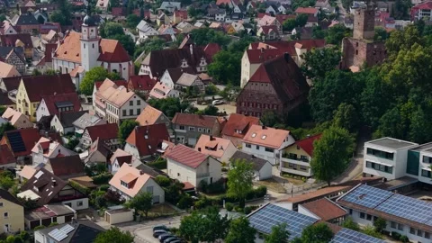Aerial View Of The Old Town Around The City Hilpoltstein In Bavaria Видео 339101433