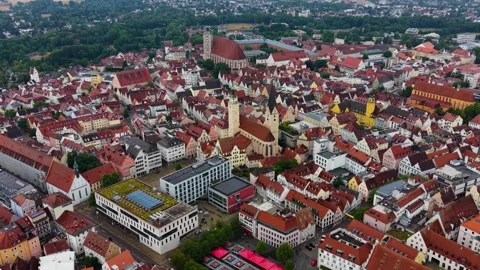 Aerial View Of The Old Town Around The City Ingolstadt In Bavaria Stock Footage 339101535