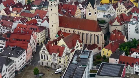 Aerial View Of The Old Town Around The City Ingolstadt In Bavaria Vídeos de archivo 339101708