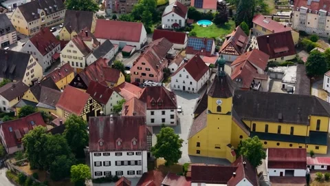Aerial View Of The Old Town Around The City Pleinfeld In Bavaria Видео 339102783