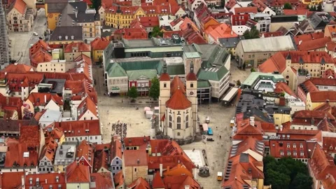 Aerial View Of The Old Town Around The City Regensburg In Bavaria Видео 339119861