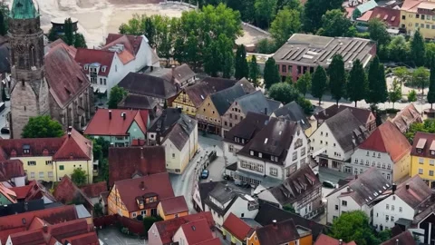 Aerial View Of The Old Town Around The City Roth In Germany Vidéo 339121353