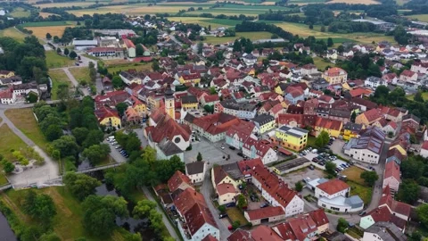 Aerial View Of The Old Town Around The City Nittenau In Bavaria Vídeos de archivo 339257598