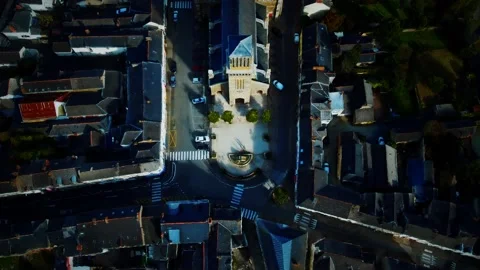 Aerial view of the old town with the bell towers of the Saint Laurent church Stock Footage 133848879