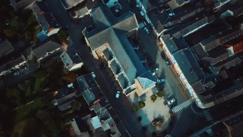 Aerial view of the old town with the bell towers of the Saint Laurent church Stock Footage 135910467