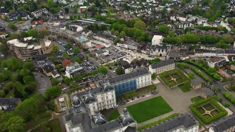 Aerial view of the old town in Bensberg Bergisch Gladbach Stock Footage 307352018