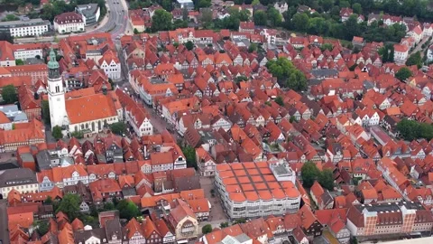 Aerial view of the old town Celle Stock Footage 305794175