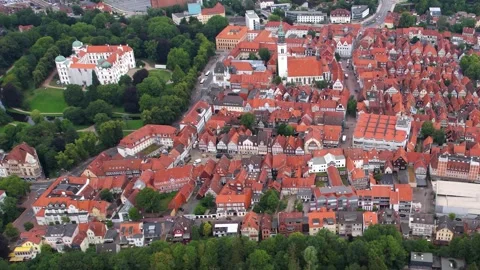 Aerial view of the old town Celle Видео 305800032