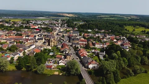 Aerial view of the old town Douzy in France Vídeo Stock 336402693