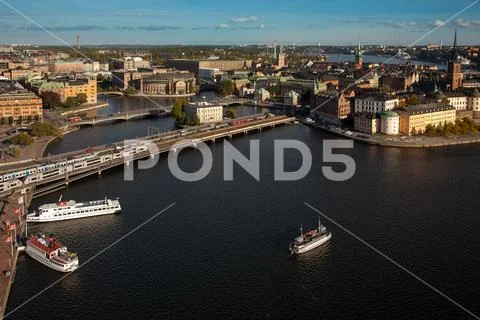 Aerial view of the old town (Gamla Stan) of Stockholm, Sweden Stock Photos