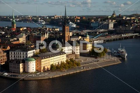 Aerial view of the old town (Gamla Stan) of Stockholm, Sweden Stock Photos