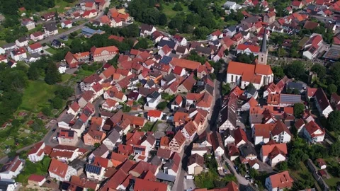 Aerial view of the old town Grünsfeld 動画素材 305588034