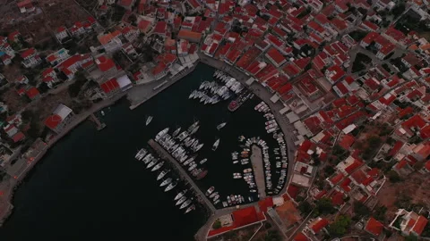 Aerial view of the old town on Hydra Island in Greece. Stock Footage 172249934