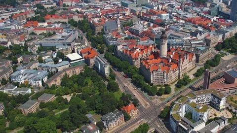 Aerial view of the old town Leipzig Видео 305837589