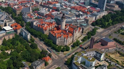 Aerial view of the old town Leipzig 库存影片 305874762