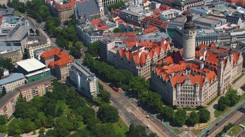 Aerial view of the old town Leipzig Video stock 305874800