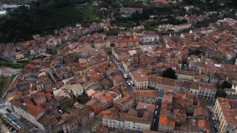 Aerial view of the old town of Lodève Video stock 241596997