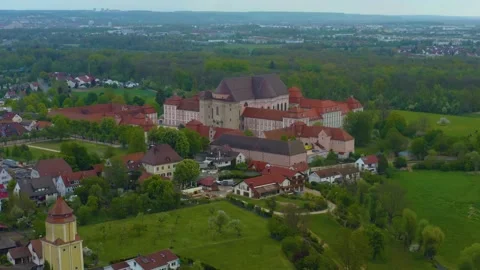 Aerial view of the old town monastery in the city Wiblingen Vidéo 337414422