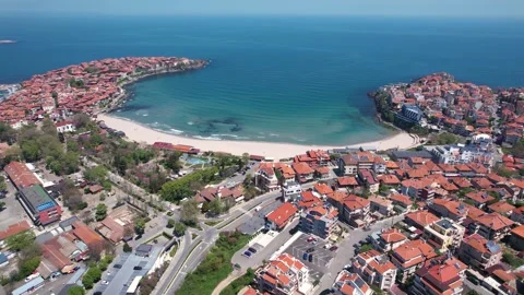 Aerial view of the Old Town peninsula, Bulgaria. Stock Footage 324725253