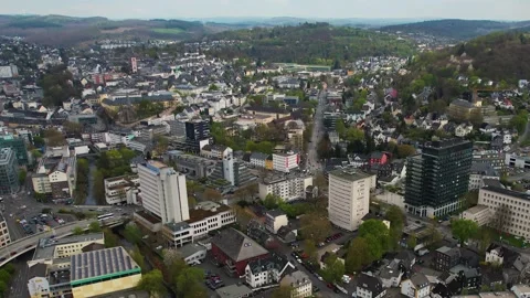 Aerial view of the old town in Siegen Stock Footage 307247249