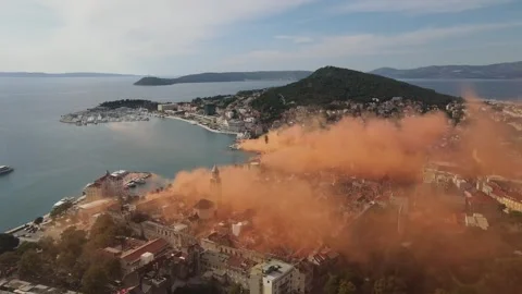 Aerial view of old town Split, Croatia Stock Footage 277333872